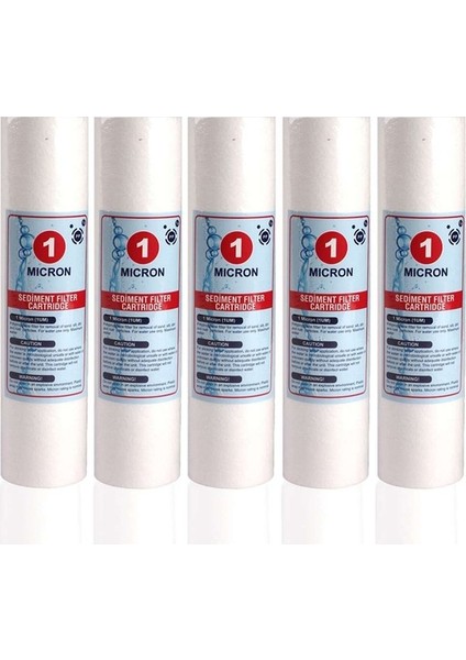 Açık Kasa Su Arıtma Cihazı 10 Inç 1 Mikron Sediment Spun Filtre ( 5 Adet )