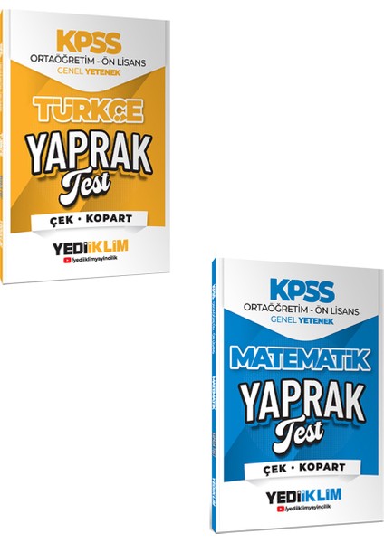 2026 KPSS Ortaöğretim Ön Lisans Genel Yetenek 2'li Çek Kopart Yaprak Test Seti