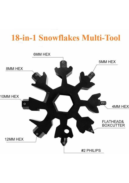 Siyah Paslanmaz Çelik Çoklu Araç Kombinasyonlu Kompakt Açık Hava Kar Tanesi Aracı (Yurt Dışından)