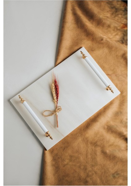 Ince Mermer Beyaz Söz/ Nişan Tepsisi 2 Adet Çıkarılabilir Yüzüklük, Metal Profil Kulp fiyatları