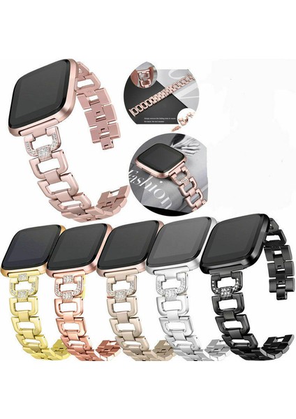 14CM - 20.5cm Stili Versa1/lite Ekran Koruyucu Fitbit Versa Lite Için Taşlı Paslanmaz Çelik Saat Kayışı Bilek Bandı Metal Bayan (Yurt Dışından) fiyatları