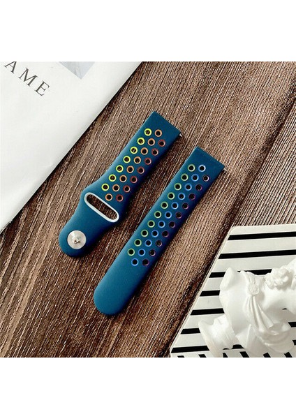 Gece Yarısı Turkuaz/gökkuşağı Fitbit Versa 1 2lite Se Spor Silikon Kayış Nefes Alabilir Kol Saat Bantları (Yurt Dışından)