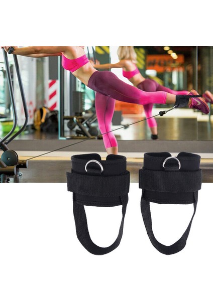 Siyah 2 Adet Ayak Bileği Kayışı Yastıklı D-Halka Ayak Bileziği Fitness Egzersizleri Ağırlıklar Egzersizleri Için (Yurt Dışından) fiyatları
