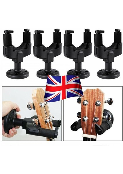 4 Adet Gitar Duvar Askısı Tutucu Kanca Braket Bas Ekran Siyah Adet (Yurt Dışından)