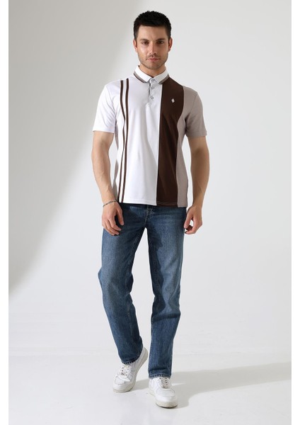 Erkek Çizgili Şerit Detaylı Pamuklu Polo Yaka T-Shirt