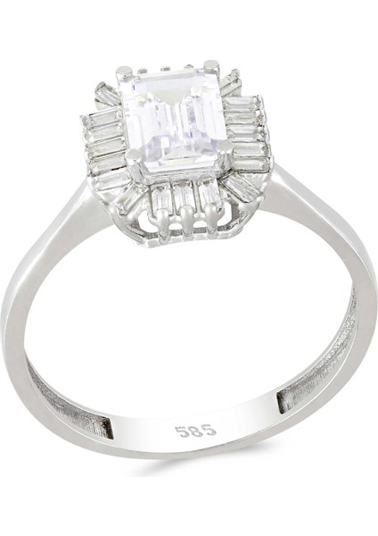 Altın Baget Taşlı Tektaş Yüzük T062627