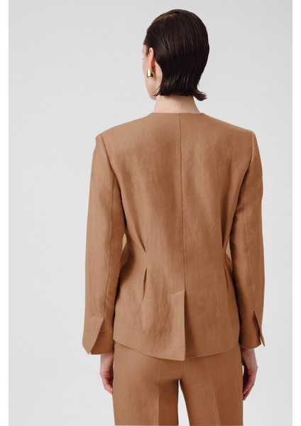 Camel Tek Düğmeli Kadın Blazer Ceket fırsatları