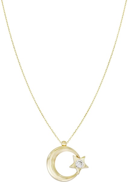 Altın Ay Yıldız Kolye T068284
