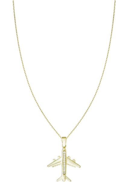 Altın Uçak Kolye T073648