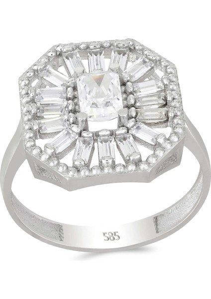 Altın Baget Taşlı Tektaş Yüzük T063492