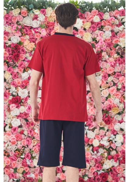 Erkek Şort Tshirt Pijama Takımı 25257 Kırmızı