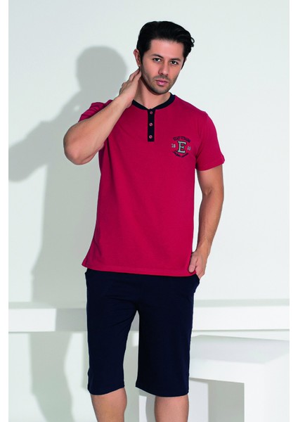 Erkek Şort Tshirt Pijama Takımı 25257 Kırmızı