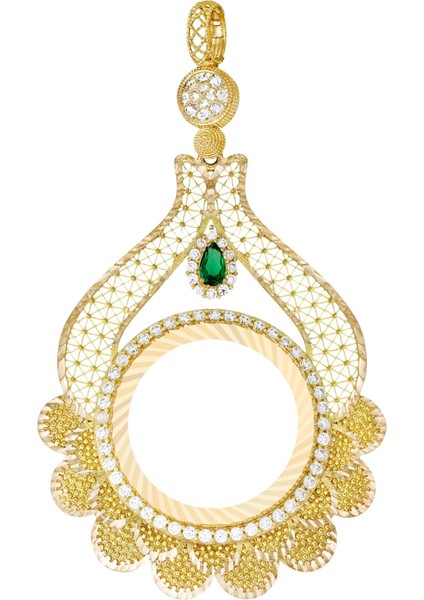 Yarım Altın Çerçeve Kolye Ucu T069001