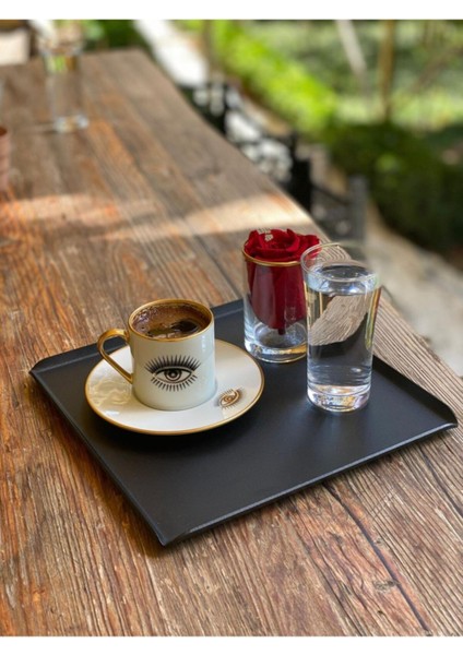 Siyah Metal Kare Tepsi