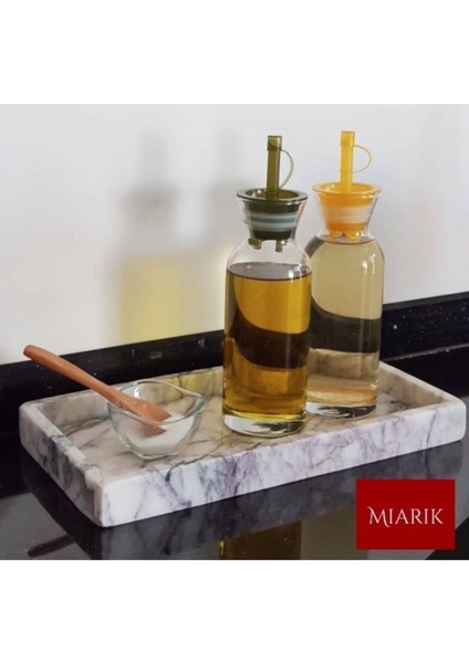 Beyaz Damarli Leylak Mermer Dikdortgen Tepsi 15 x 30 cm