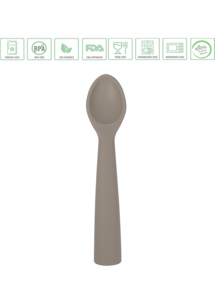 Premium BPA Free Silikon Mama Kaşığı - Güvenli Bebek Beslenme - Kolay Temizlik - 6+ Ay - A.gri Renk