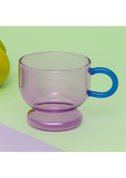 Renkli Kulplu Cam Bardak - Mor fiyatları