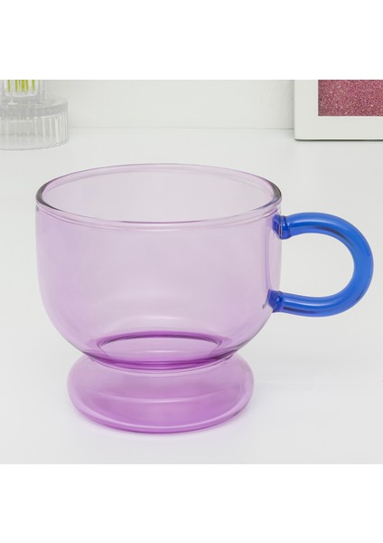 Renkli Kulplu Cam Bardak - Mor modelleri