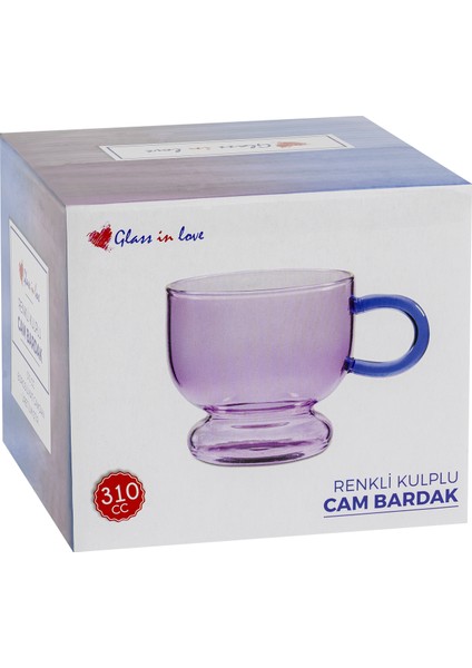 Renkli Kulplu Cam Bardak - Mor indirimleri