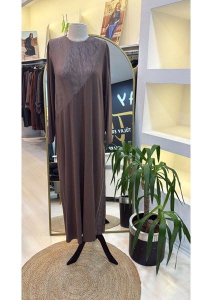 Elbise Fermuar Detayli 2054 Kahve