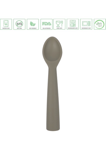 Premium BPA Free Silikon Mama Kaşığı - Güvenli Bebek Beslenme - Kolay Temizlik - 6+ Ay / Gri Renk