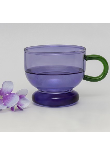 Renkli Kulplu Cam Kupa