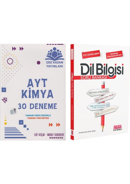 Çöz Kazan Ayt Kimya Deneme ve Akm Dil Bilgisi Soru Bankası Seti 2 Kitap