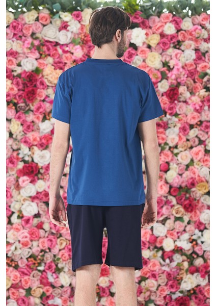 Erkek Şort Tshirt Pijama Takımı 25256 Lacivert