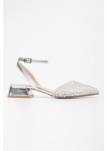 Kadın Rhea Gümüş Cilt Taşlı Babet