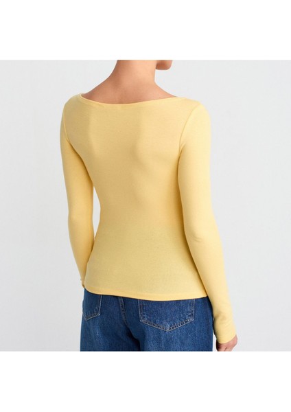 Kayık Yaka Uzun Kollu Basic T-Shirt