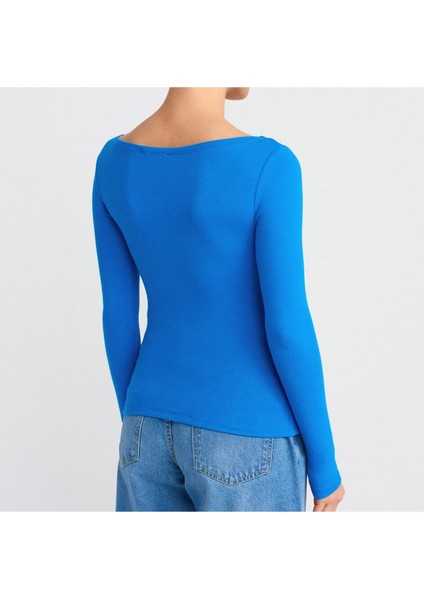 Kayık Yaka Uzun Kollu Basic T-Shirt