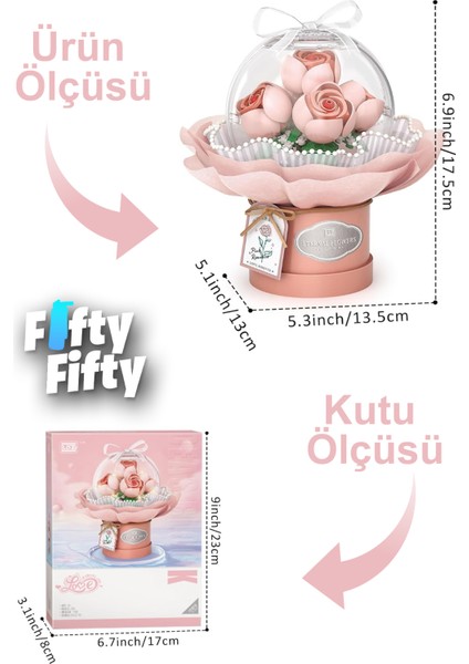 Loz Ledli Pembe Dekoratif ve Koleksiyonluk Çiçek Buketi 285 Parça Çiçek Modeli Yapım Seti FFLZ-1298