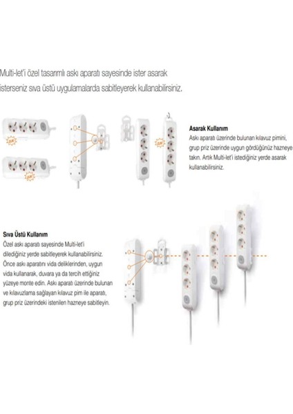 | Altılı Grup Priz, Topraklı - Çocuk Korumalı Çoğaltıcı Priz, 6'lı, 1 M, Siyah