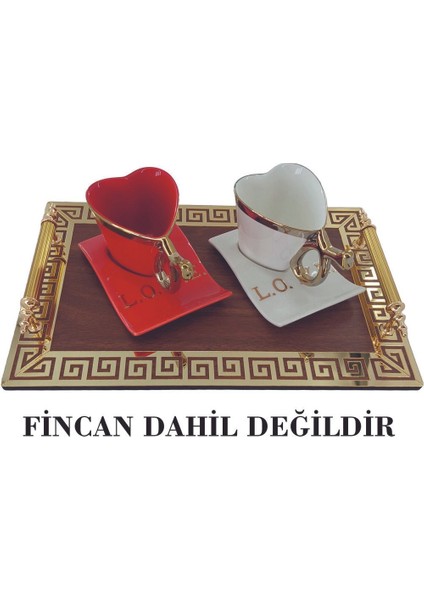 Kahverengi & Aynalı Altın Pleksi Dekoratif (Çift) Kahve Fincanı Için Uygundur Tepsi (20X30CM) fiyatları