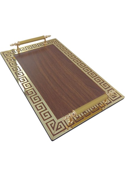 Kahverengi & Aynalı Altın Pleksi Dekoratif (Çift) Kahve Fincanı Için Uygundur Tepsi (20X30CM) modelleri