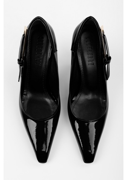 Kadın Myra Siyah Rugan Kemer Tokalı Stiletto fiyatları