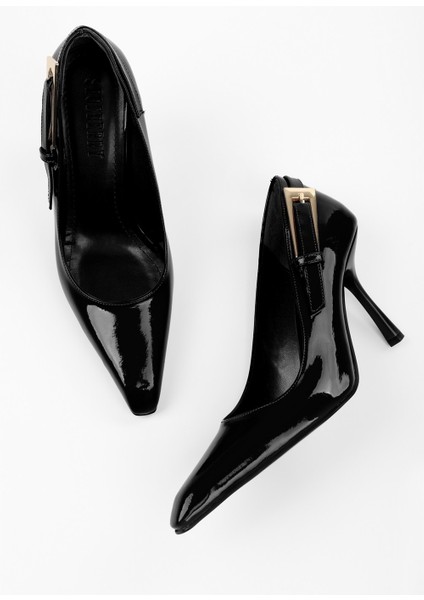 Kadın Myra Siyah Rugan Kemer Tokalı Stiletto modelleri