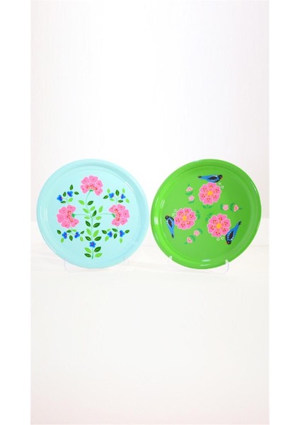 El Boyama Tepsi El Boyama 33 cm Mavi Çiçek