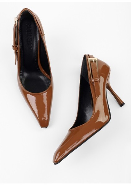 Kadın Myra Taba Rugan Kemer Tokalı Stiletto