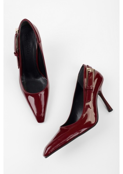 Kadın Myra Bordo Rugan Kemer Tokalı Stiletto modelleri