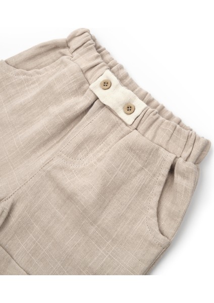 Erkek Bebek Müslin Ekru T-Shirt ve Şort Takımı fırsatları