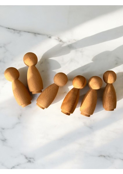 6lı Ahşap Peg Bebek- Peg Bebek- Ahşap Peg Bebek