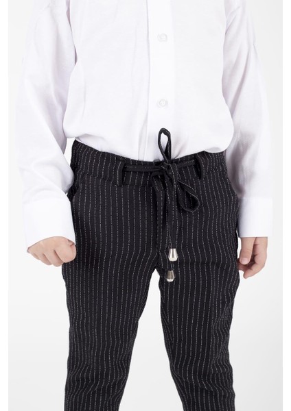 Çocuk Siyah Çizgili Smokin Takımı - 3-12 Yaş | Şık ve Rahat Özel Gün Kombini fiyatları