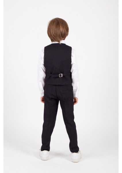 Siyah Çocuk Takım Elbise Şık Tasarım Papyonlu Yelekli Smokin fiyatları