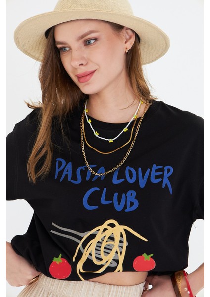 Makarna Aşıkları Için Tasarlanmış %100 Pamuk Comfort Kadın Tişört