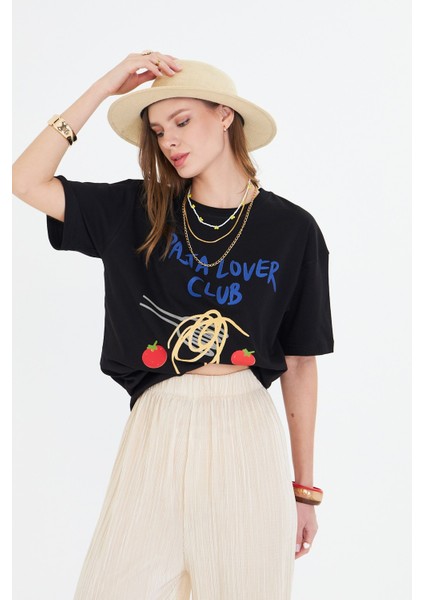 Makarna Aşıkları Için Tasarlanmış %100 Pamuk Comfort Kadın Tişört fiyatları