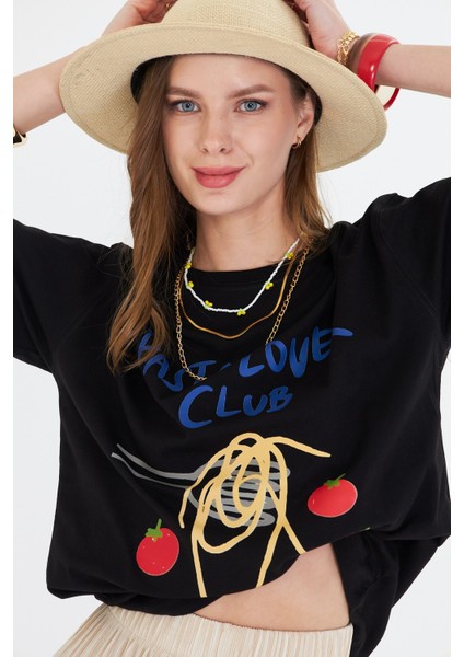 Makarna Aşıkları Için Tasarlanmış %100 Pamuk Comfort Kadın Tişört modelleri