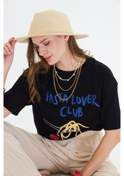 Makarna Aşıkları Için Tasarlanmış %100 Pamuk Comfort Kadın Tişört fırsatları