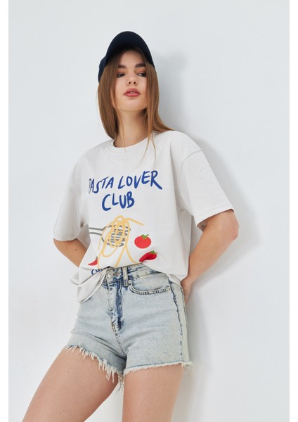 Makarna Aşıkları Için Tasarlanmış %100 Pamuk Comfort Kadın Tişört