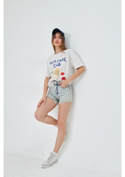 Makarna Aşıkları Için Tasarlanmış %100 Pamuk Comfort Kadın Tişört modelleri